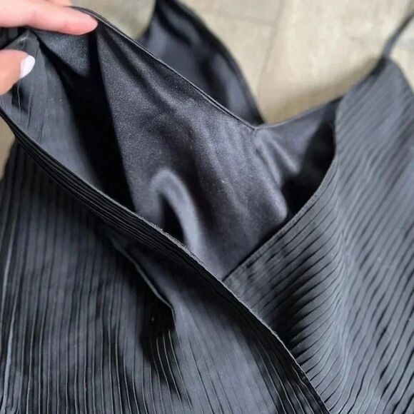 ZARA Black Pleated Faux Wrap Bodysuit Size Large - Picture 6 of 7